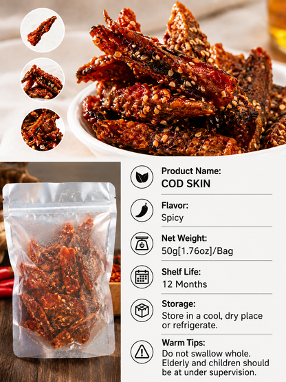 🌶️Premium Crispy Spicy Cod Skin Snack | Crunchy Seafood Chips-Sam