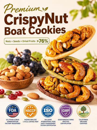 🍪Premium Crispy Almond Cashew Cookies – Roasted Nut Snack with Cocoa, Matcha & Original Flavors-Sam
